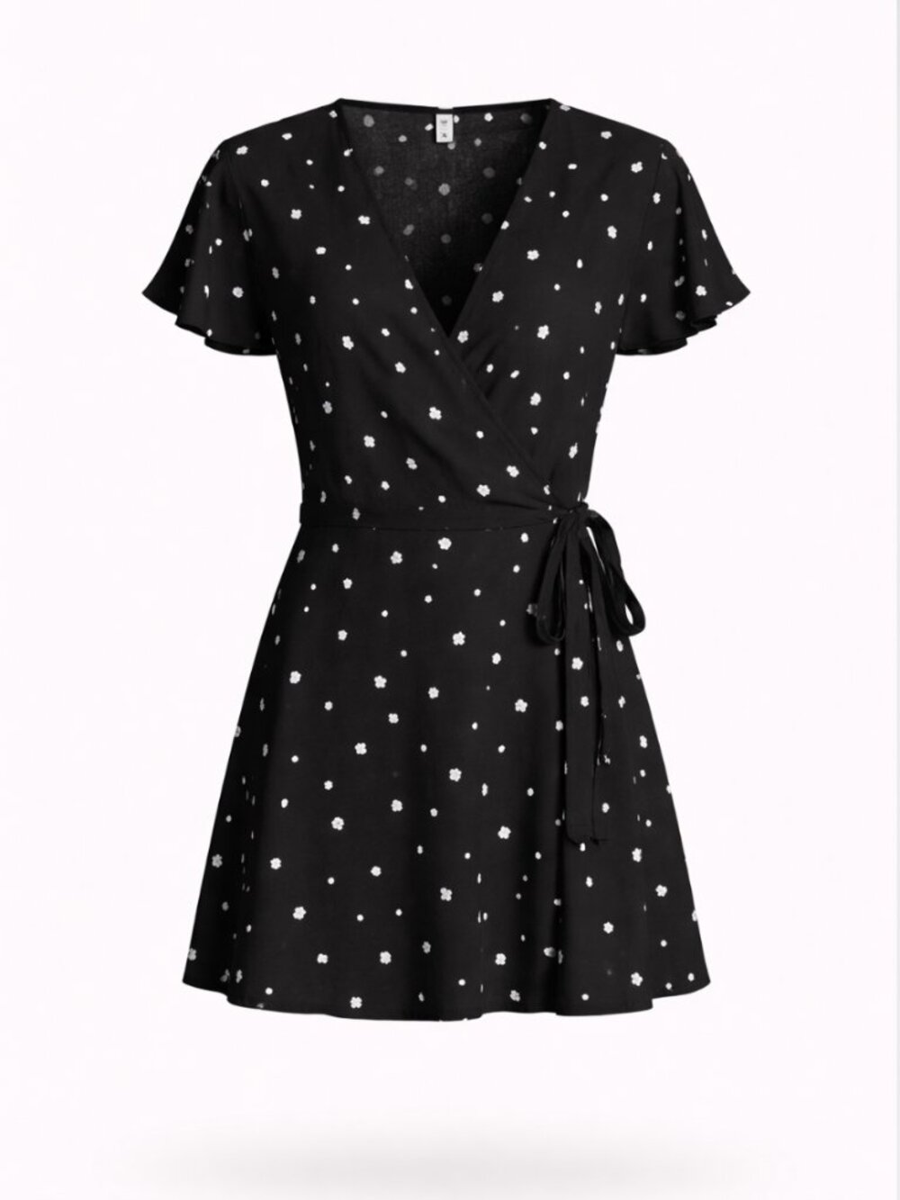 bp • Black & White Mckenna Floral Wrap Dress